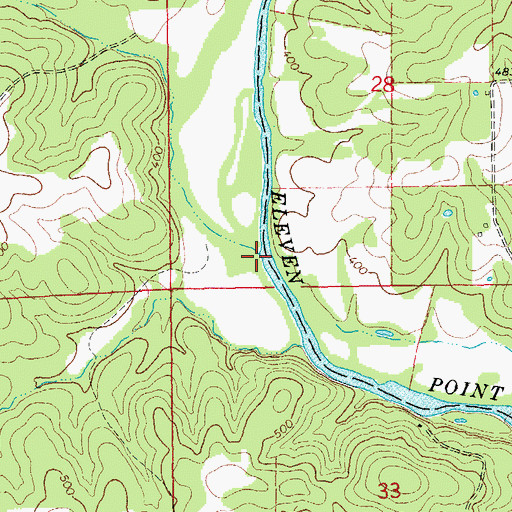 Topographic Map of Spring Valley Creek, MO