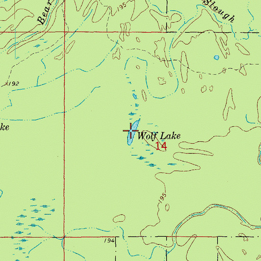 Topographic Map of Wolf Lake, AR