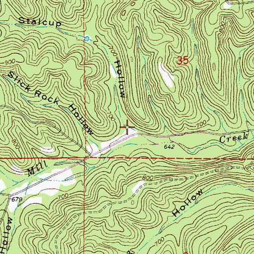 Topographic Map of Stalcup Hollow, MO