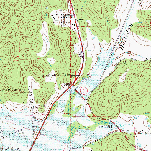 Topographic Map of Stephens Cemetery, MO