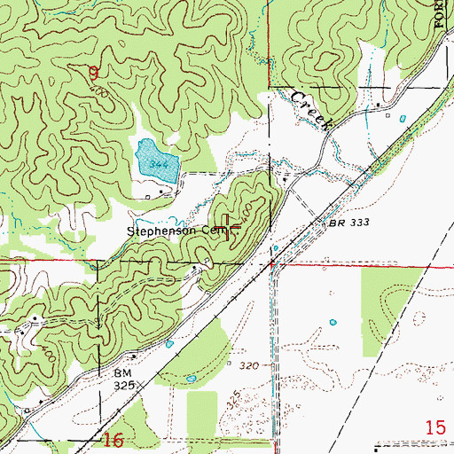 Topographic Map of Stephenson Cemetery, MO