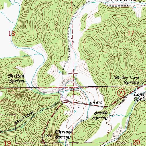 Topographic Map of Stevenson Hollow, MO