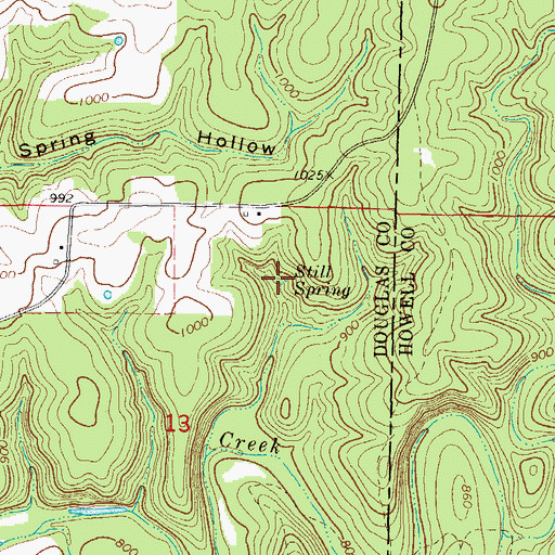 Topographic Map of Still Spring, MO