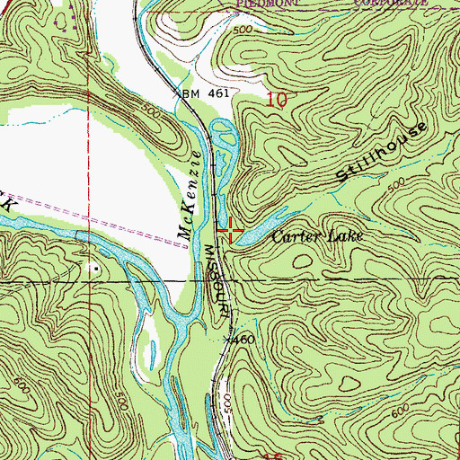 Topographic Map of Stillhouse Hollow, MO