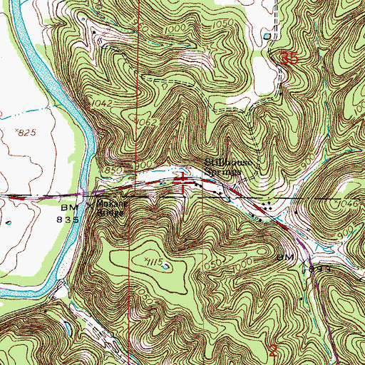 Topographic Map of Stillhouse Springs, MO