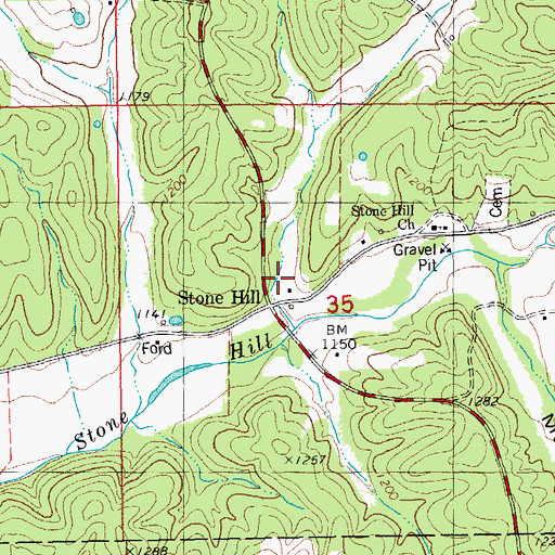 Topographic Map of Stone Hill, MO