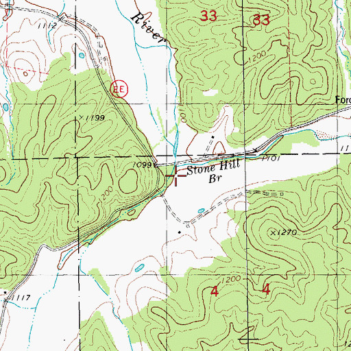 Topographic Map of Stone Hill Branch, MO