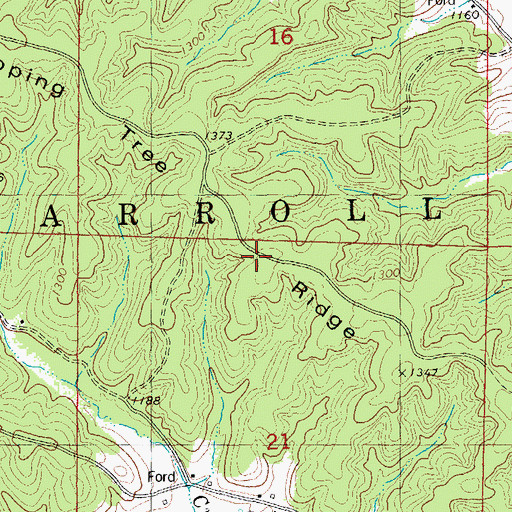 Topographic Map of Stooping Tree Ridge, MO