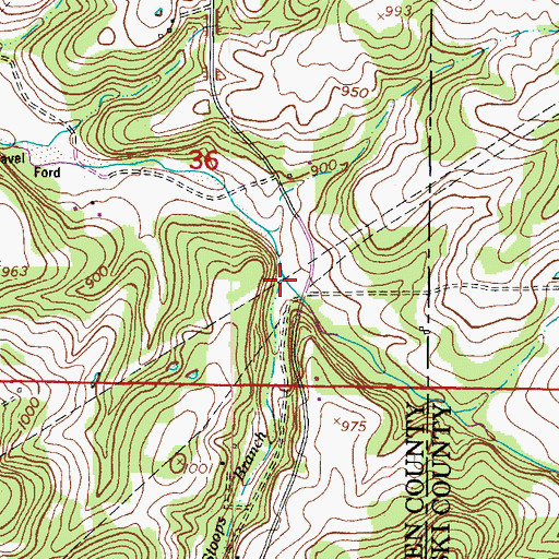 Topographic Map of Stoops Branch, MO