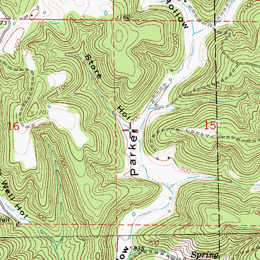 Topographic Map of Store Hollow, MO