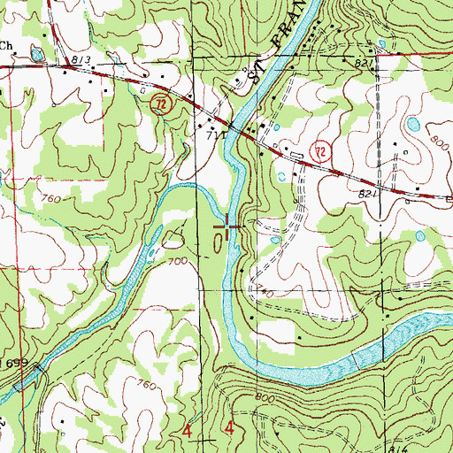 Topographic Map of Stouts Creek, MO