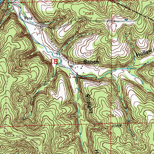 Topographic Map of Straight Hollow, MO