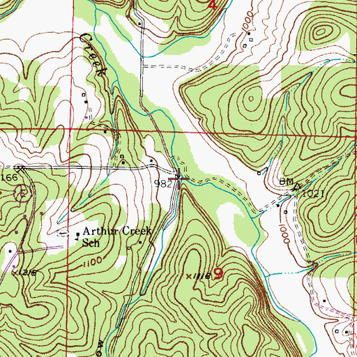 Topographic Map of Strawberry Hollow, MO