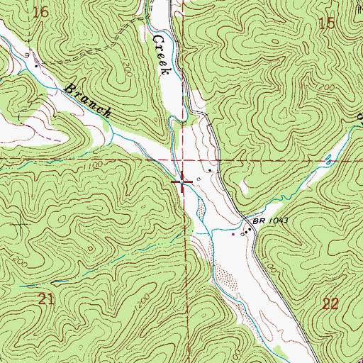 Topographic Map of Stricklin Branch, MO