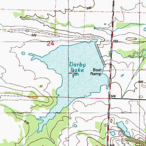 Topographic Map of Darby Lake, AR