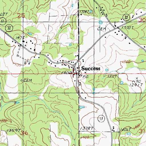Topographic Map of Success, MO
