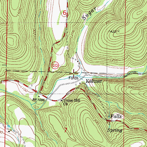 Topographic Map of Sugar Camp Creek, MO