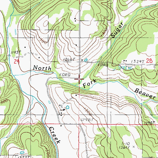 Topographic Map of Sugar Creek, MO