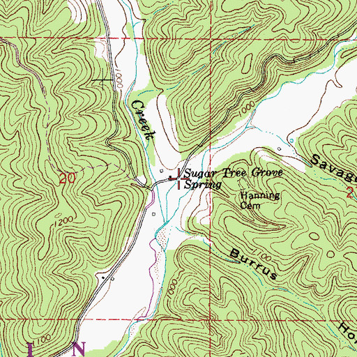Topographic Map of Sugar Tree Grove Spring, MO