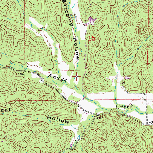 Topographic Map of Sugarcamp Hollow, MO