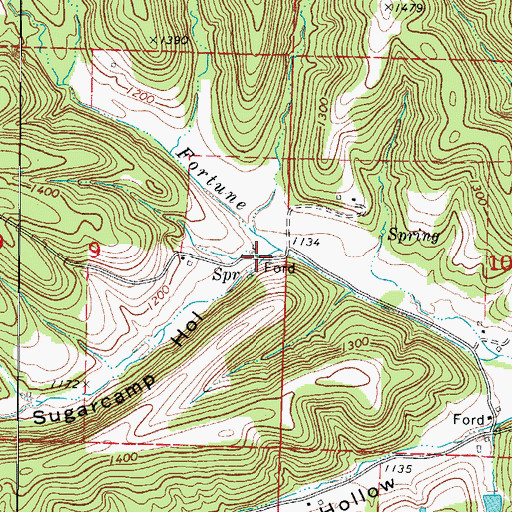 Topographic Map of Sugarcamp Hollow, MO