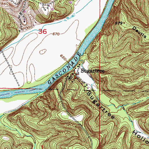 Topographic Map of Sugartree, MO