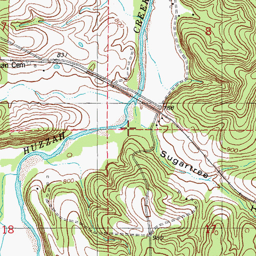 Topographic Map of Sugartree Hollow, MO