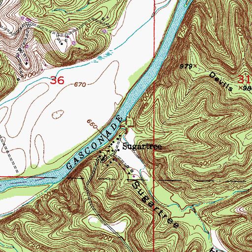 Topographic Map of Sugartree Hollow, MO