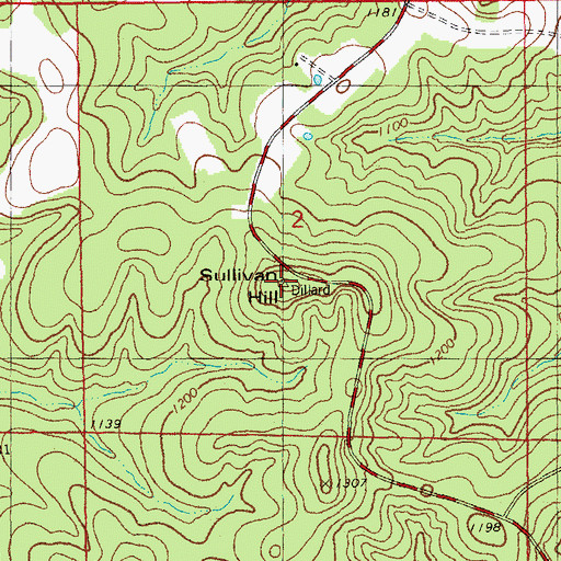 Topographic Map of Sullivan Hill, MO