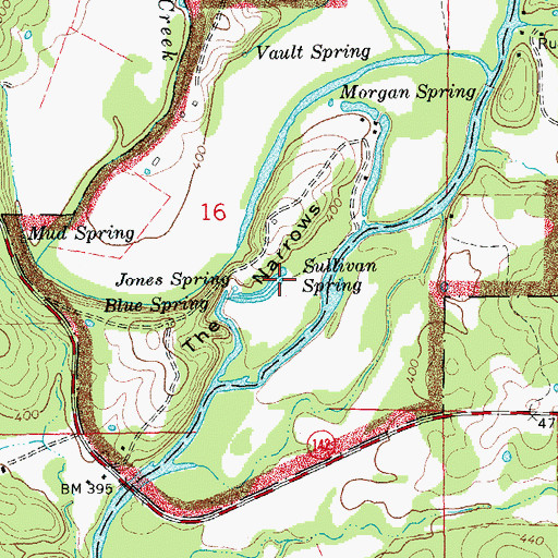 Topographic Map of Sullivan Spring, MO
