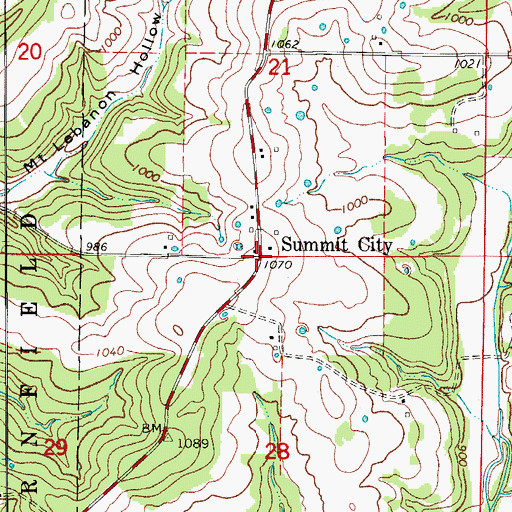 Topographic Map of Summit City, MO