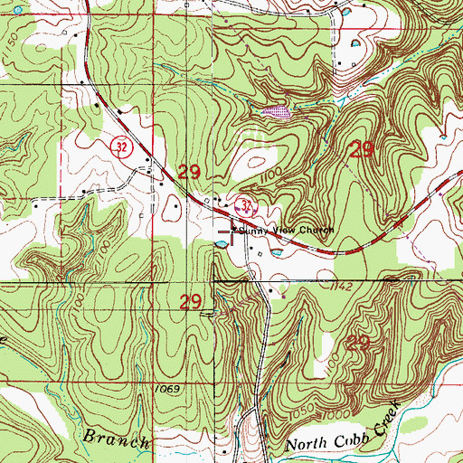 Topographic Map of Sunny View Church, MO