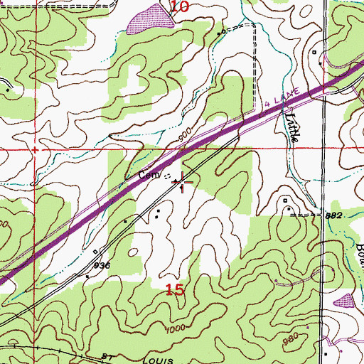 Topographic Map of Sunnyside School, MO