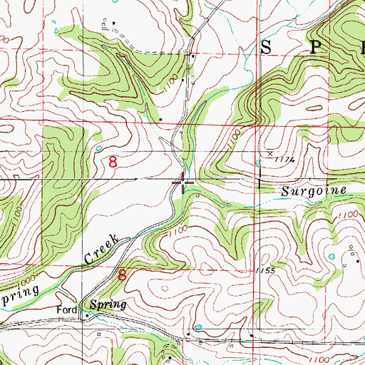 Topographic Map of Surgoine Branch, MO