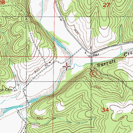 Topographic Map of Surratt Creek, MO