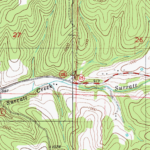 Topographic Map of Surratt School, MO