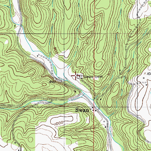 Topographic Map of Swan Cemetery, MO