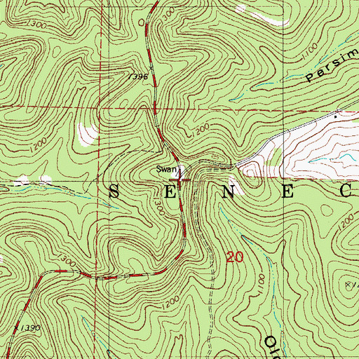 Topographic Map of Swan Lookout, MO