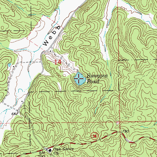 Topographic Map of Sweazea Pond, MO