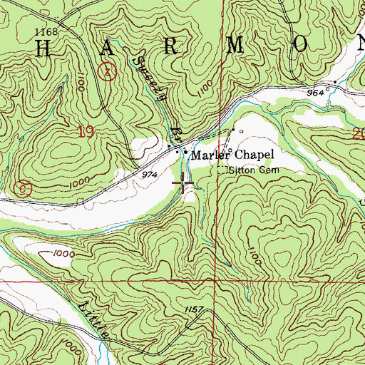 Topographic Map of Sweezy Branch, MO