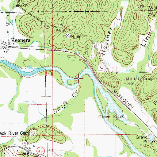Topographic Map of Swift Creek, MO
