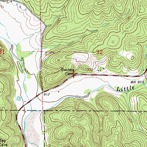 Topographic Map of Swiney Cemetery, MO