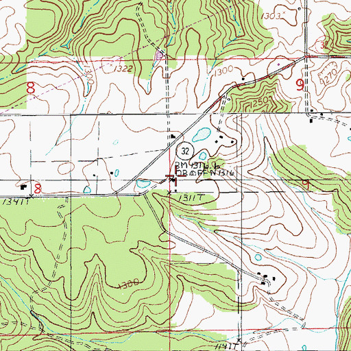 Topographic Map of Sycamore School (historical), MO