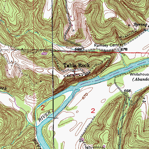 Topographic Map of Table Rock, MO