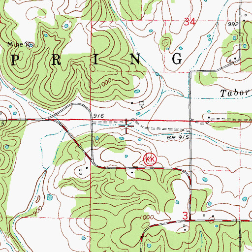 Topographic Map of Tabor Creek, MO