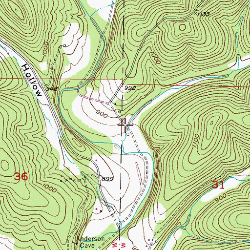 Topographic Map of Tabor Hollow, MO