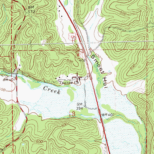 Topographic Map of Taskee Church, MO