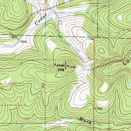 Topographic Map of Tater Hill, MO
