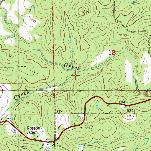Topographic Map of Tattle Creek, MO