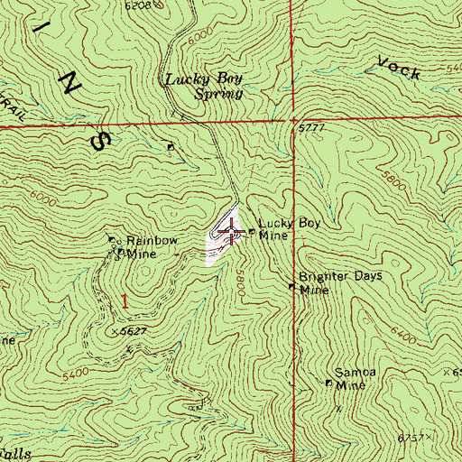 Topographic Map of Lucky Boy Mine, AZ